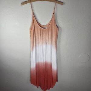 Knox Rose Coral Sz M Ombre Dip Dye Thin Staps Dress Sleeveless Assimetrical